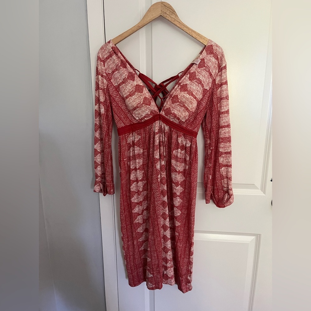 Plenty by Tracy Reese Red and White Long Sleeve Dress